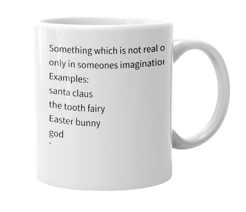 White mug with the definition of 'fiction'