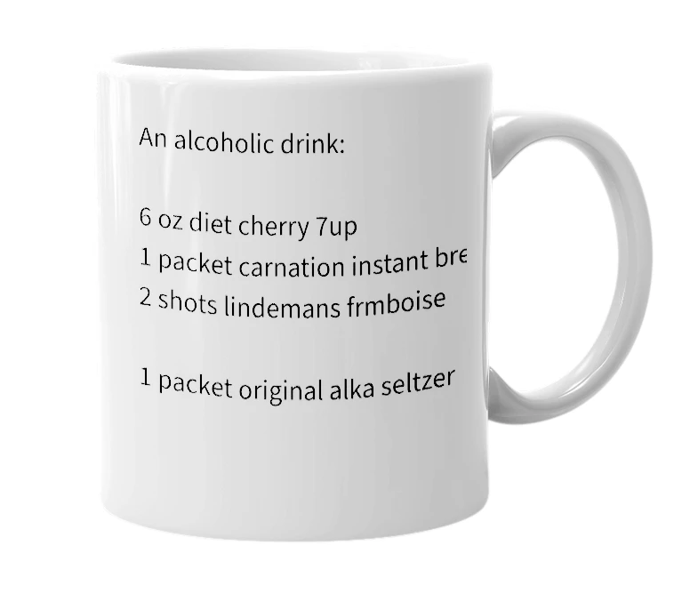 White mug with the definition of 'fizzy swizzler'