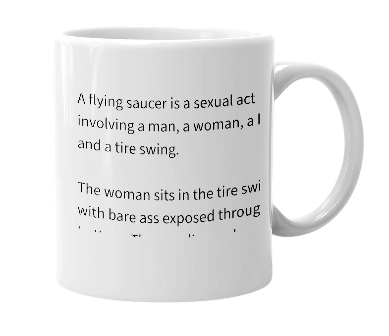 White mug with the definition of 'flying saucer'