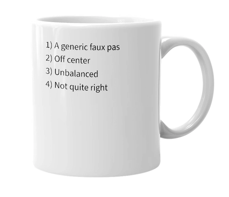 White mug with the definition of 'fork and spoon'