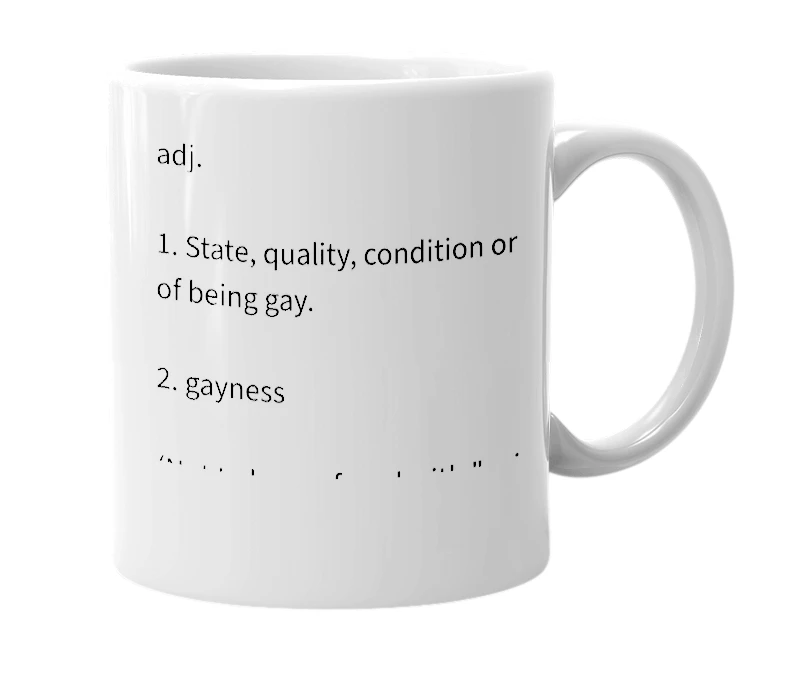 White mug with the definition of 'gay-ity'