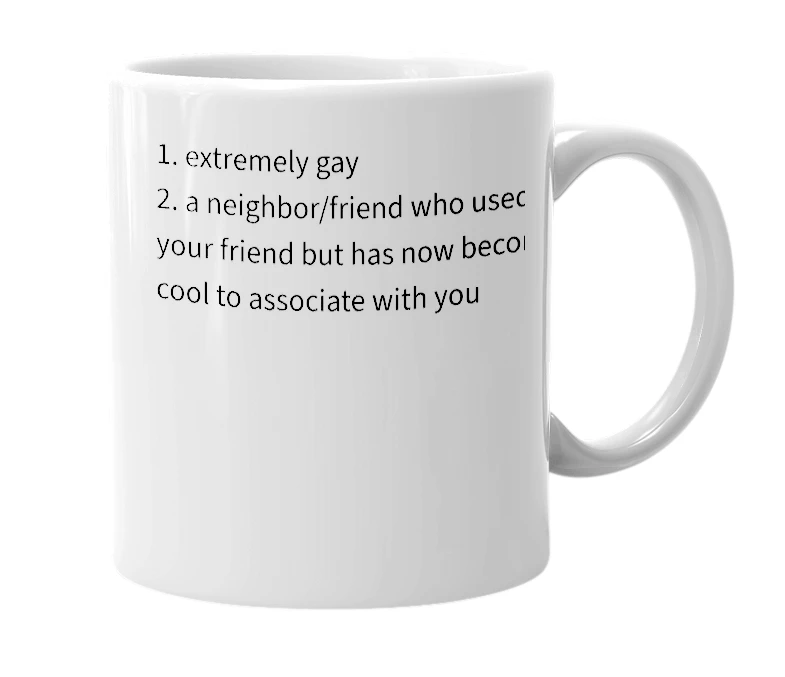 White mug with the definition of 'gaybo'