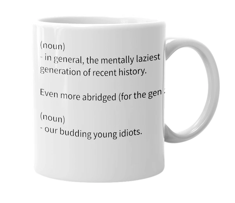 White mug with the definition of 'gen z'