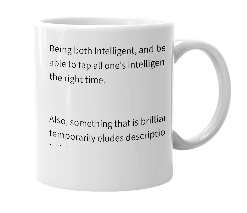 White mug with the definition of 'genius'