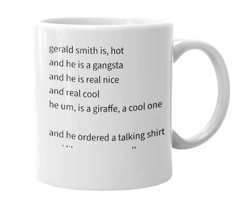 White mug with the definition of 'gerald smith'