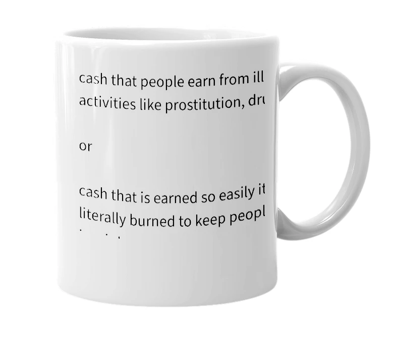 White mug with the definition of 'ghetto cash'