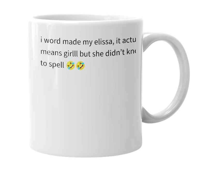 White mug with the definition of 'giel'