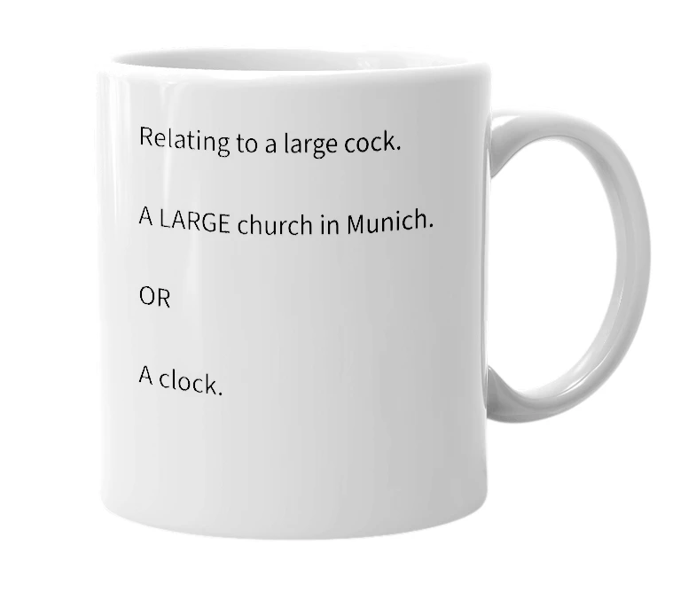 White mug with the definition of 'glockenschpiel'