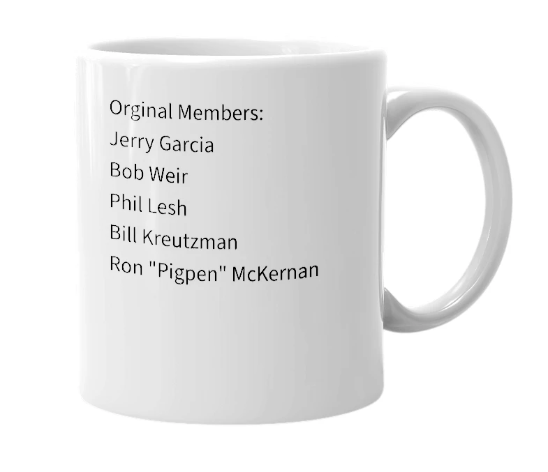 White mug with the definition of 'grateful dead'