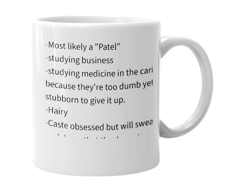 White mug with the definition of 'gujarati'