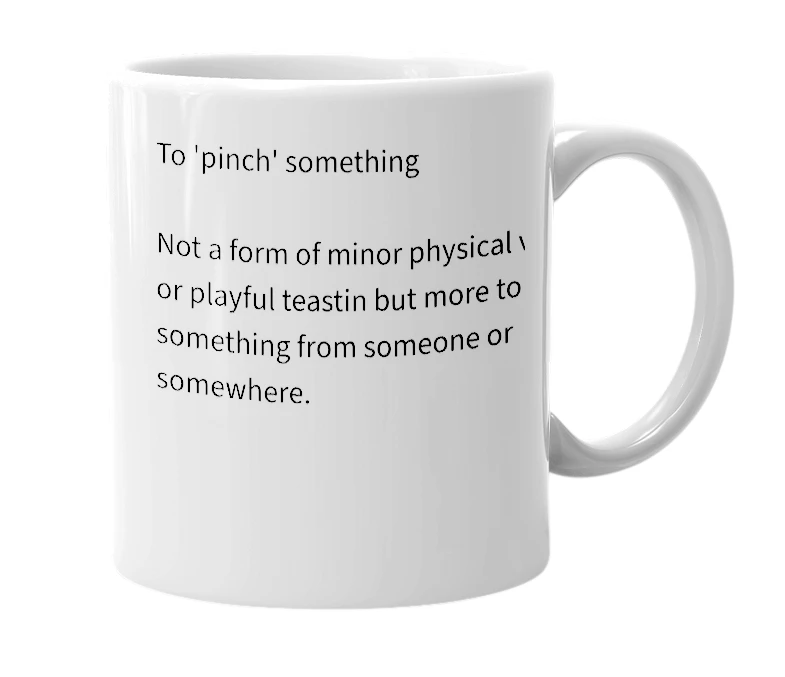 White mug with the definition of 'half inch'