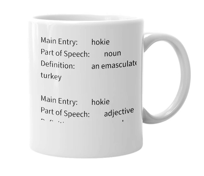 White mug with the definition of 'hokie'