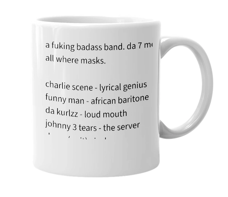 White mug with the definition of 'hollywood undead'