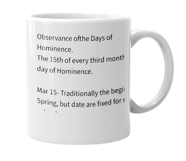 White mug with the definition of 'hominence'