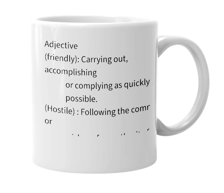 White mug with the definition of 'hurriupness'