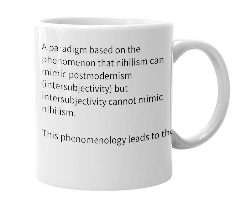 White mug with the definition of 'hypermodernism'