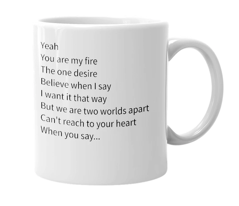 White mug with the definition of 'i want it that way'