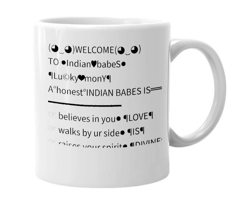White mug with the definition of 'indian babes'