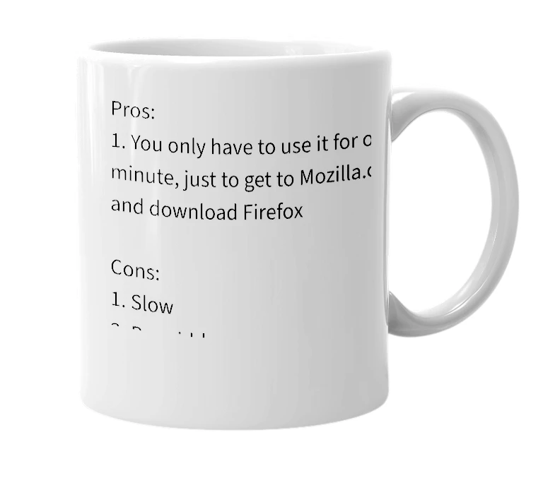 White mug with the definition of 'internet explorer'