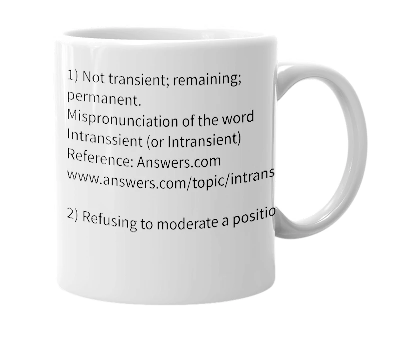 White mug with the definition of 'intragnizent'
