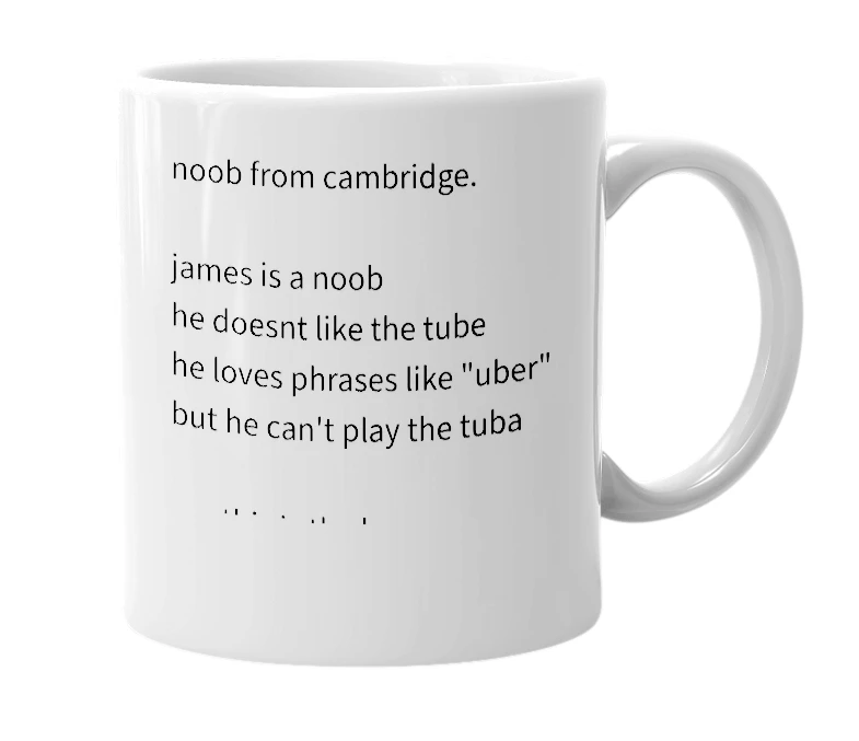 White mug with the definition of 'james walker'