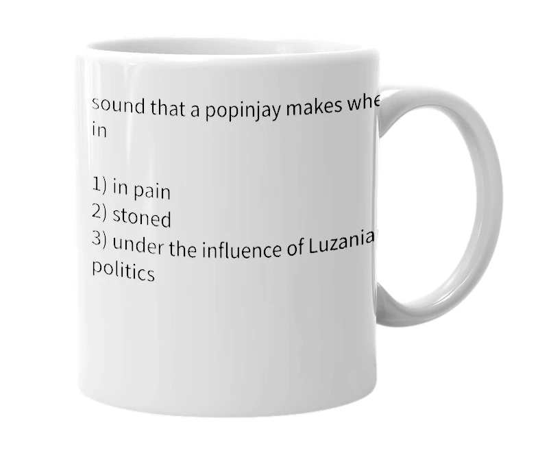 White mug with the definition of 'keyop'