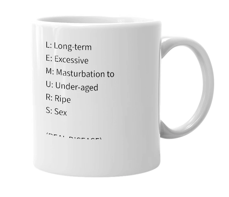 White mug with the definition of 'l.e.m.u.r.s. syndrome'