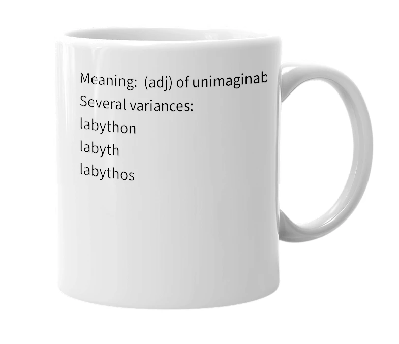 White mug with the definition of 'labython'