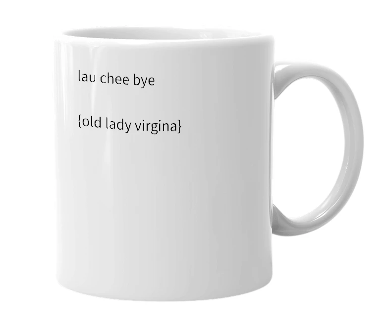 White mug with the definition of 'lcb'