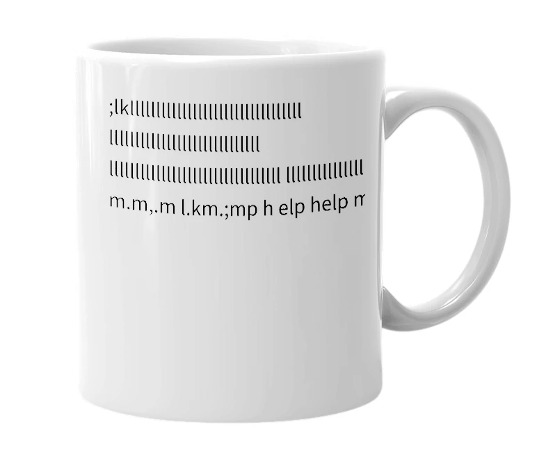 White mug with the definition of 'lkjl'