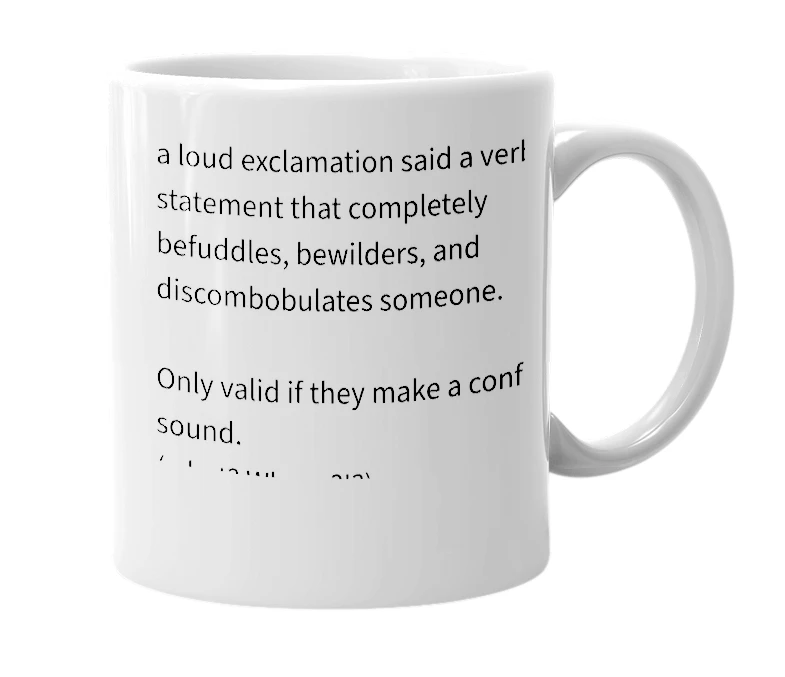 White mug with the definition of 'logic bomb'