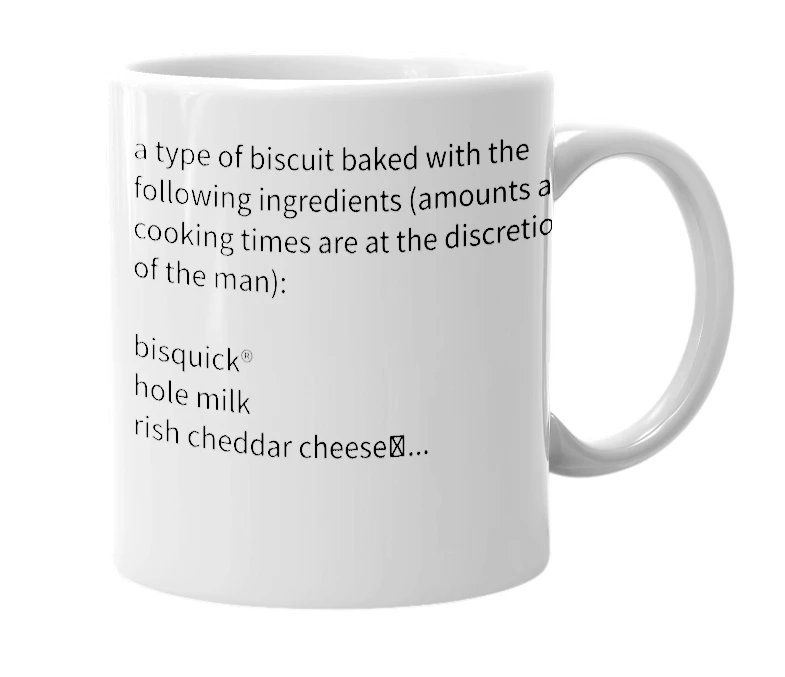 White mug with the definition of 'manscuit'