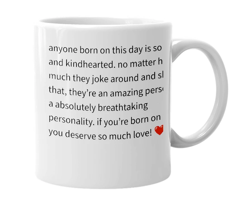 White mug with the definition of 'march 28th'