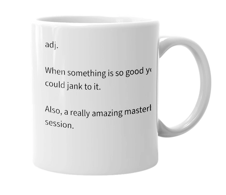 White mug with the definition of 'mastastic'