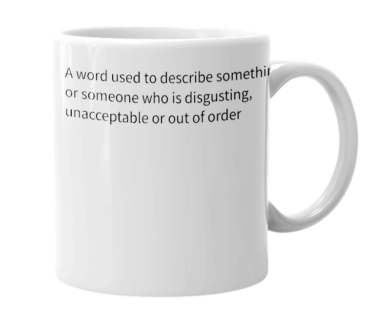 White mug with the definition of 'mearce'