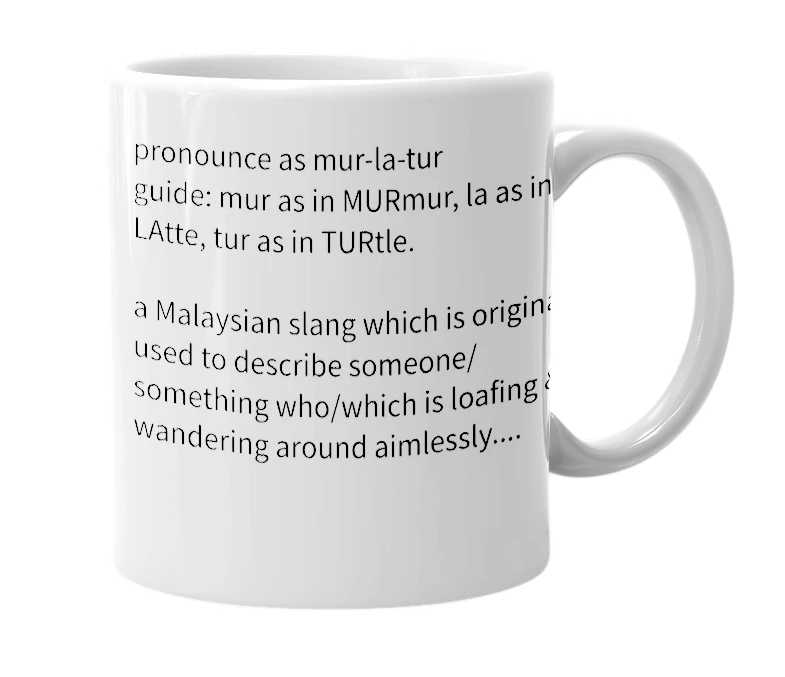 White mug with the definition of 'melate'