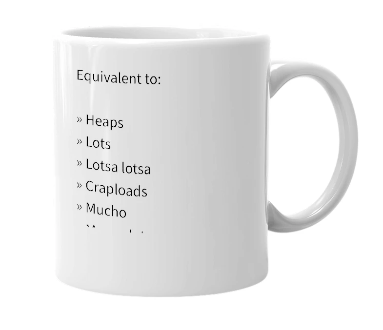 White mug with the definition of 'metric shitload'