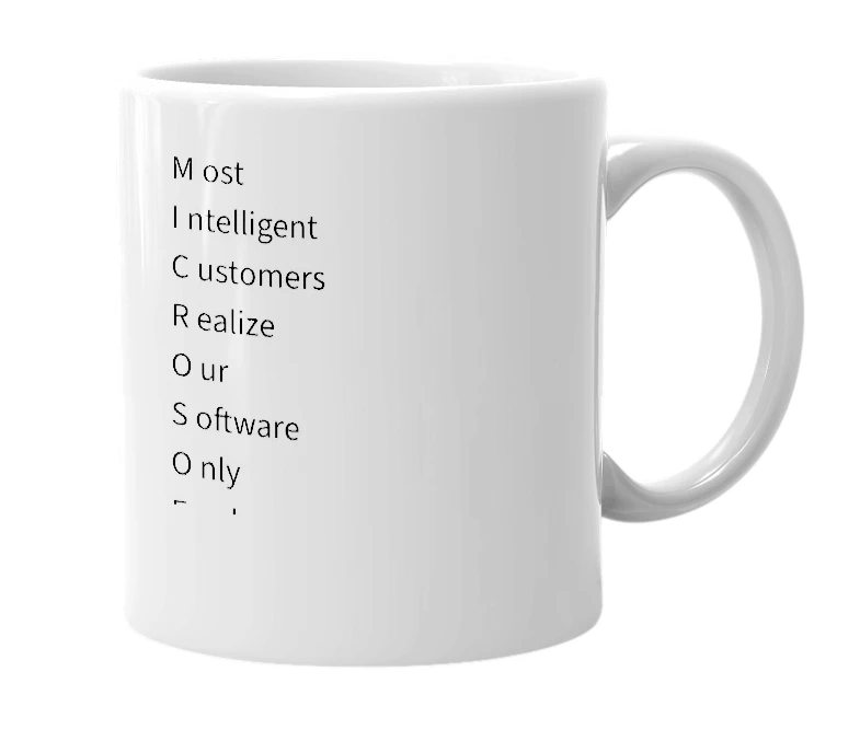 White mug with the definition of 'microsoft'