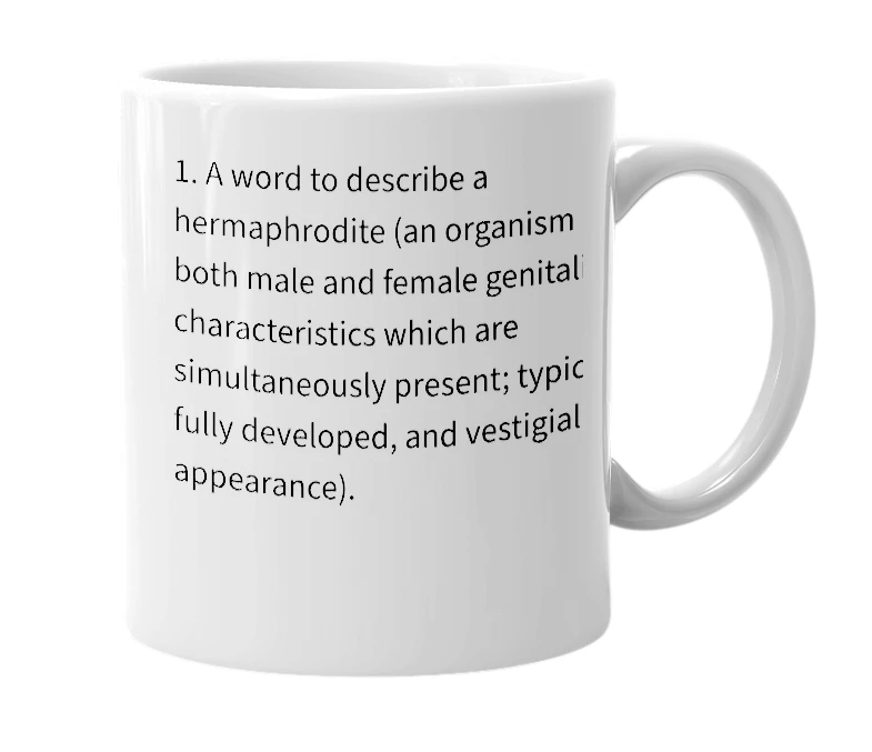White mug with the definition of 'morphidite'