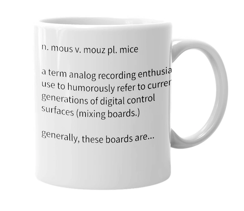 White mug with the definition of 'mouse'