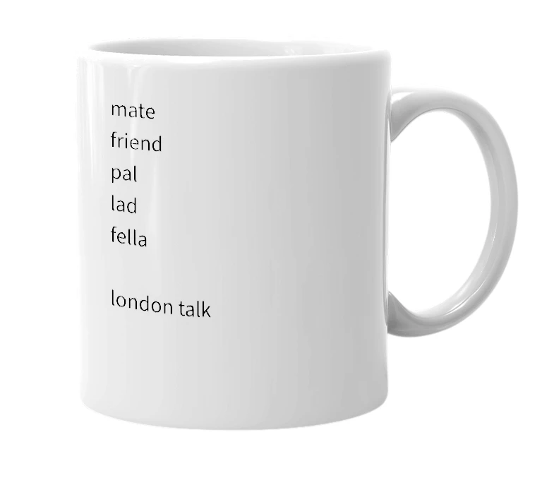 White mug with the definition of 'mukka'