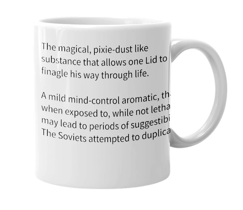 White mug with the definition of 'mumbledust'