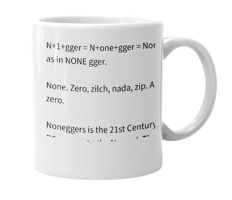 White mug with the definition of 'n1gger'