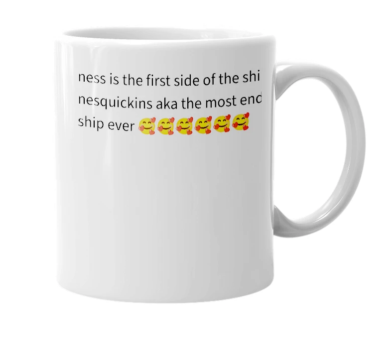 White mug with the definition of 'ness'