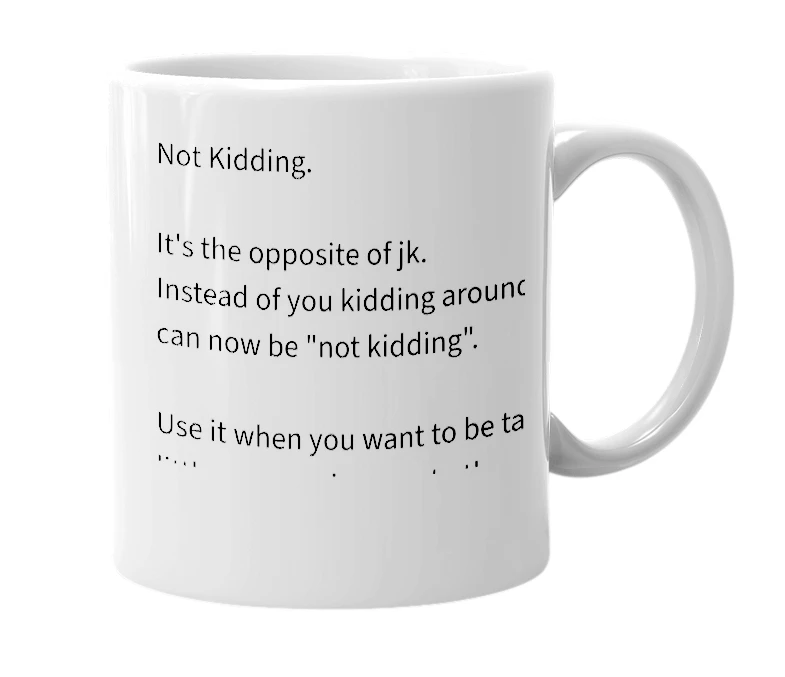 White mug with the definition of 'nk'