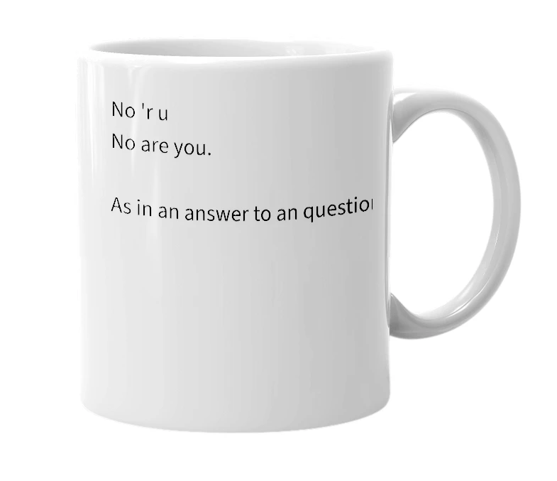 White mug with the definition of 'nru'