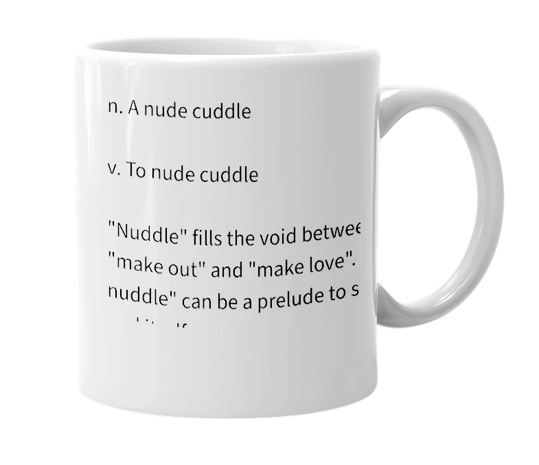 White mug with the definition of 'nuddle'