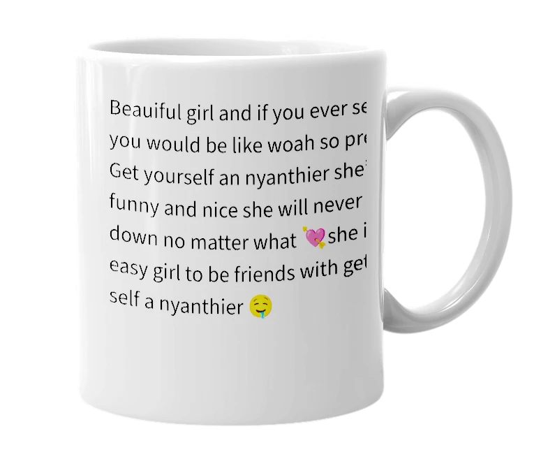 White mug with the definition of 'nyanthier'