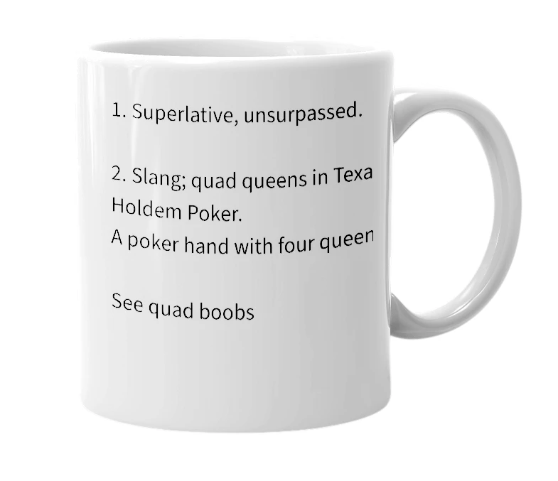 White mug with the definition of 'octuple boobs'