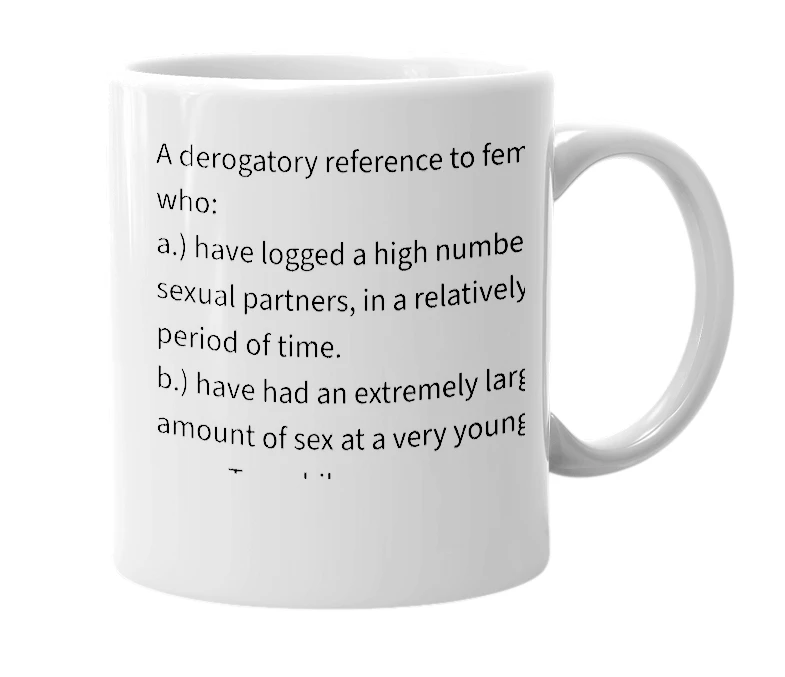 White mug with the definition of 'odometer pussy'